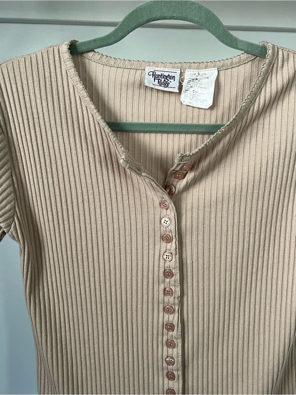 Vintage Huntington Ridge Ribbed Button-Front Tee Size S - Picture 5 of 10